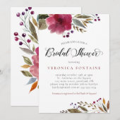 Burgundy Waterverf Floral Vrijgezellenfeest Kaart (Voorkant / Achterkant)