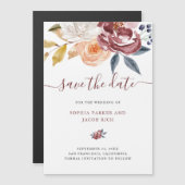 Burgundy Waterverf Floral | Weddenschap Opslaan da (Voorkant / Achterkant)