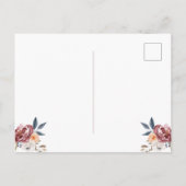 Burgundy Waterverf Floral | Weddenschap Opslaan da Aankondigingskaart (Achterkant)