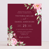 Burgundy Waterverf Floral Wedding