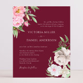 Burgundy Waterverf Floral Wedding