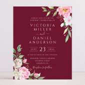 Burgundy Waterverf Floral Wedding