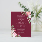 Burgundy Waterverf Floral Wedding (Staand voorkant)