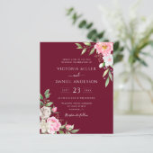 Burgundy Waterverf Floral Wedding (Staand voorkant)