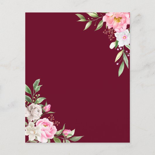 Burgundy Waterverf Floral Wedding (Achterkant)