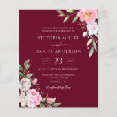 Burgundy Waterverf Floral Wedding (Voorkant)