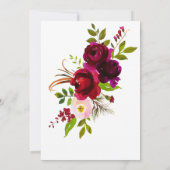 Burgundy Waterverf Floral Wedding Couples Shower Kaart (Achterkant)
