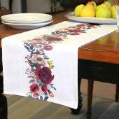 Burgundy Waterverf Florals Korte Tafelloper