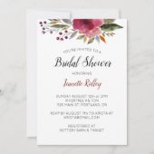 Burgundy Waterverf Flowers Vrijgezellenfeest Kaart (Voorkant)