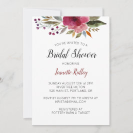 Burgundy Waterverf Flowers Vrijgezellenfeest Kaart