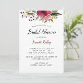 Burgundy Waterverf Flowers Vrijgezellenfeest Kaart (Staand voorkant)