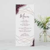 Burgundy Waterverf Geometrisch Frame Trouw Menu (Staand voorkant)