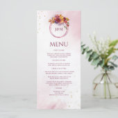 Burgundy Waterverf Herfst Bouquet Elegant Wedding Menu (Staand voorkant)