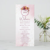 Burgundy Waterverf Herfst Bouquet Elegant Wedding Programmakaart (Staand voorkant)