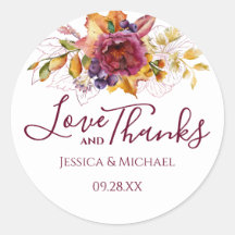 Burgundy Waterverf Herfst Elegant Love and Bedankt