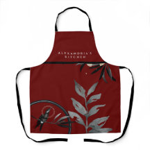 Burgundy Waterverf Leaves + Jouw naam Kitchen