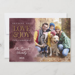 Burgundy-Waterverf met Gold Feestdagenkaart