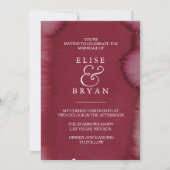 Burgundy Waterverf Paint Splash Wedding Invite Kaart (Voorkant)
