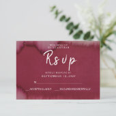 Burgundy Waterverf Paint Splash Wedding RSVP (Staand voorkant)