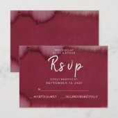 Burgundy Waterverf Paint Splash Wedding RSVP (Voorkant / Achterkant)