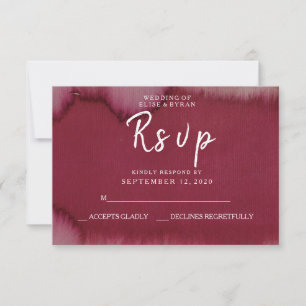 Burgundy Waterverf Paint Splash Wedding RSVP