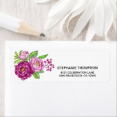 Burgundy Waterverf Peonies Return Address Labels (Insitu)