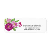Burgundy Waterverf Peonies Return Address Labels (Voorkant)