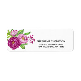 Burgundy Waterverf Peonies Return Address Labels