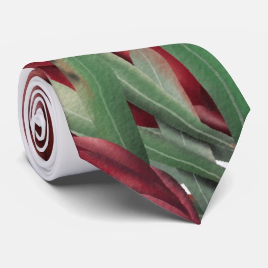 Burgundy Waterverf Protea Wedding Stropdas (Opgerold)