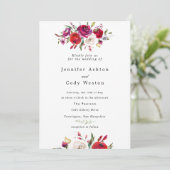 Burgundy Waterverf Rozen Weddenschap Kaart (Staand voorkant)