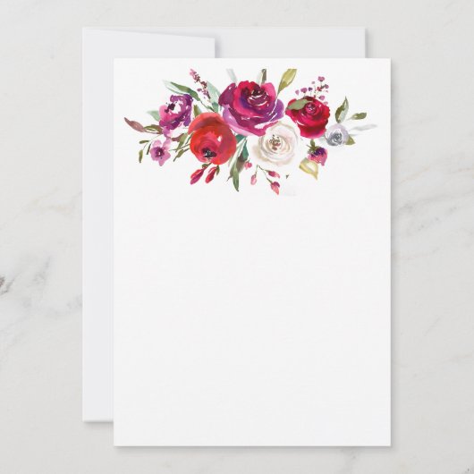 Burgundy Waterverf Rozen Weddenschap Kaart (Achterkant)