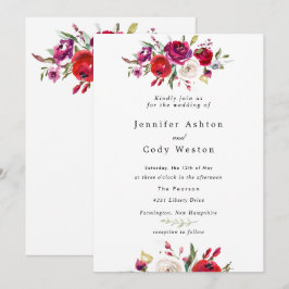 Burgundy Waterverf Rozen Weddenschap Kaart
