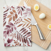 Burgundy Waterverf Rustic Leaves  Theedoek (Quarter Fold)