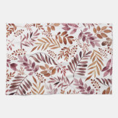 Burgundy Waterverf Rustic Leaves  Theedoek (Horizontaal)