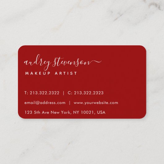 Burgundy Waterverf Stroke Professional Signature Visitekaartje (Achterkant)