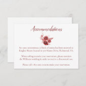 Burgundy Waterverf trouwaccommodatie Informatiekaartje (Voorkant / Achterkant)