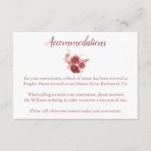 Burgundy Waterverf trouwaccommodatie Informatiekaartje (Voorkant)