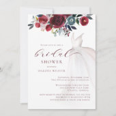 Burgundy Waterverf Wedding Dress Vrijgezellenfeest Kaart (Voorkant)