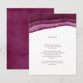 Burgundy Waterverf Wedding Insert / Directions Informatiekaartje (Voorkant / Achterkant)