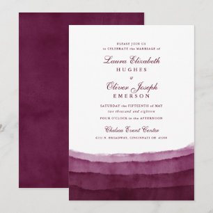 Burgundy Waterverf Wedding Invitations Kaart