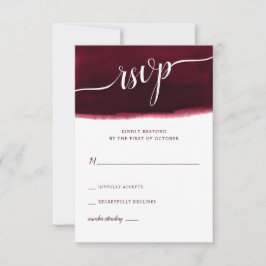 Burgundy Waterverf Wedding RSVP Kaartje