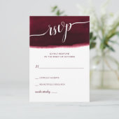 Burgundy Waterverf Wedding RSVP Kaartje (Staand voorkant)