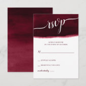 Burgundy Waterverf Wedding RSVP Kaartje (Voorkant / Achterkant)