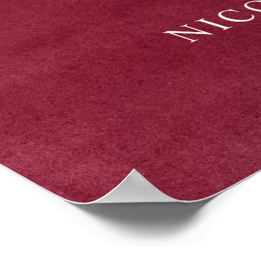 Burgundy Waterverf Wedding Welcome Sign Poster (Hoek)