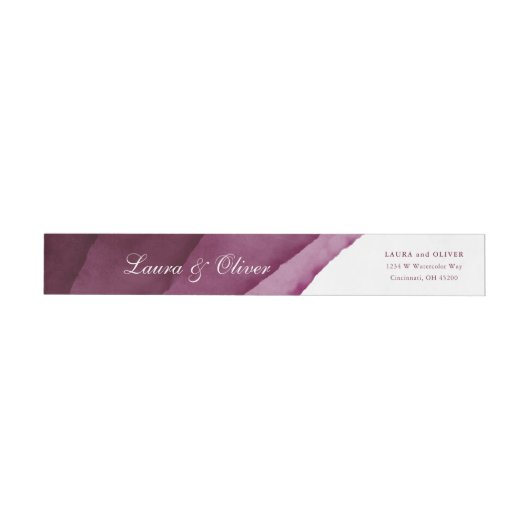 Burgundy Waterverf Wedding Wrap-Around Label (Individueel)