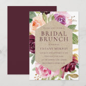 Burgundy Waterverf Wreath Vrijgezellenfeest Brunch Kaart (Voorkant / Achterkant)