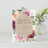 Burgundy Waterverf Wreath Vrijgezellenfeest Brunch Kaart (Staand voorkant)