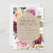 Burgundy Waterverf Wreath Vrijgezellenfeest Brunch Kaart (Voorkant)