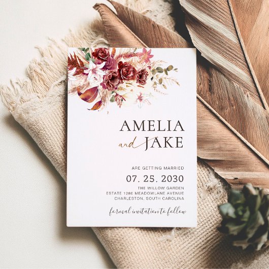 Burgundy We’re Getting Married Save the Date