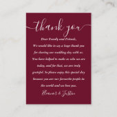 Burgundy Weddenschappen Ontvangst Hartelijk dank Plaatskaartje (Voorkant)